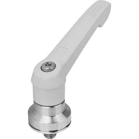 Adjustable Handle W Clamp Force Intensif Size:3 M10X30, Plastic Gray Ral7035, Comp:Stainless Steel